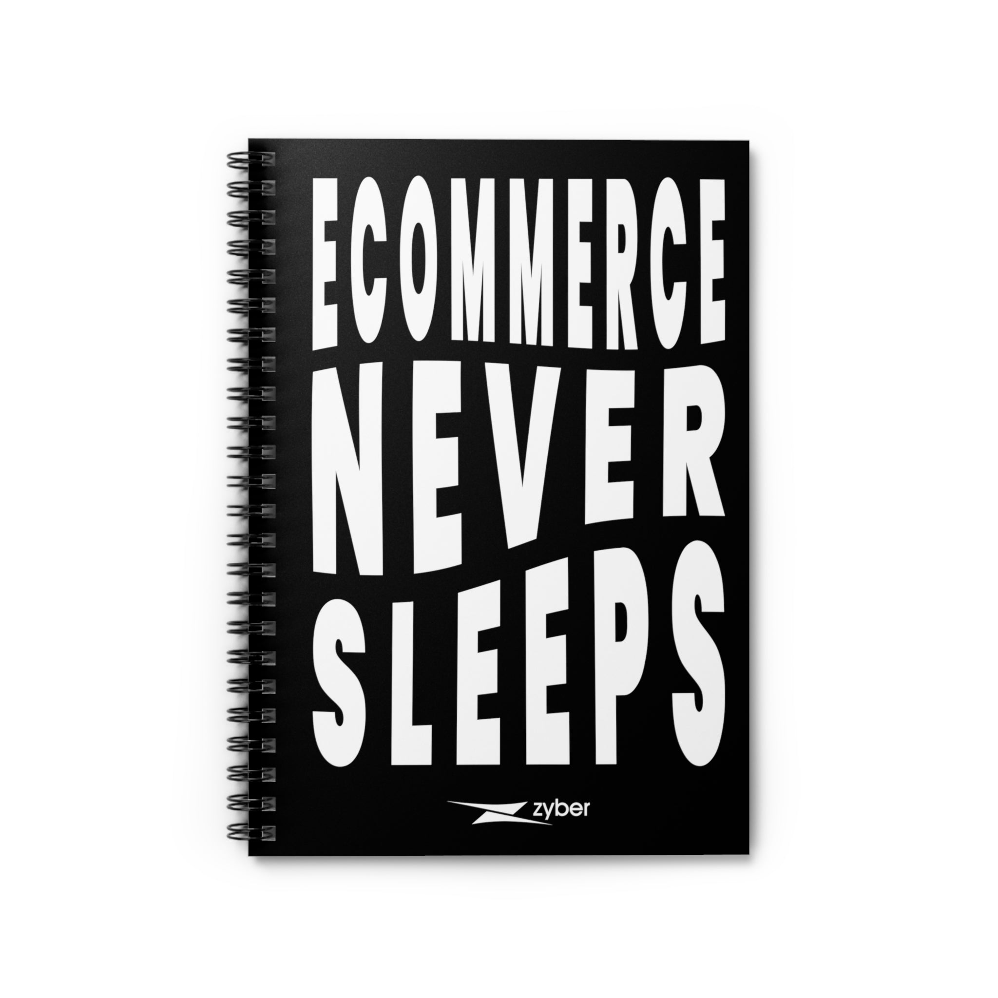 Zyber eCommerce never sleeps logo notebook