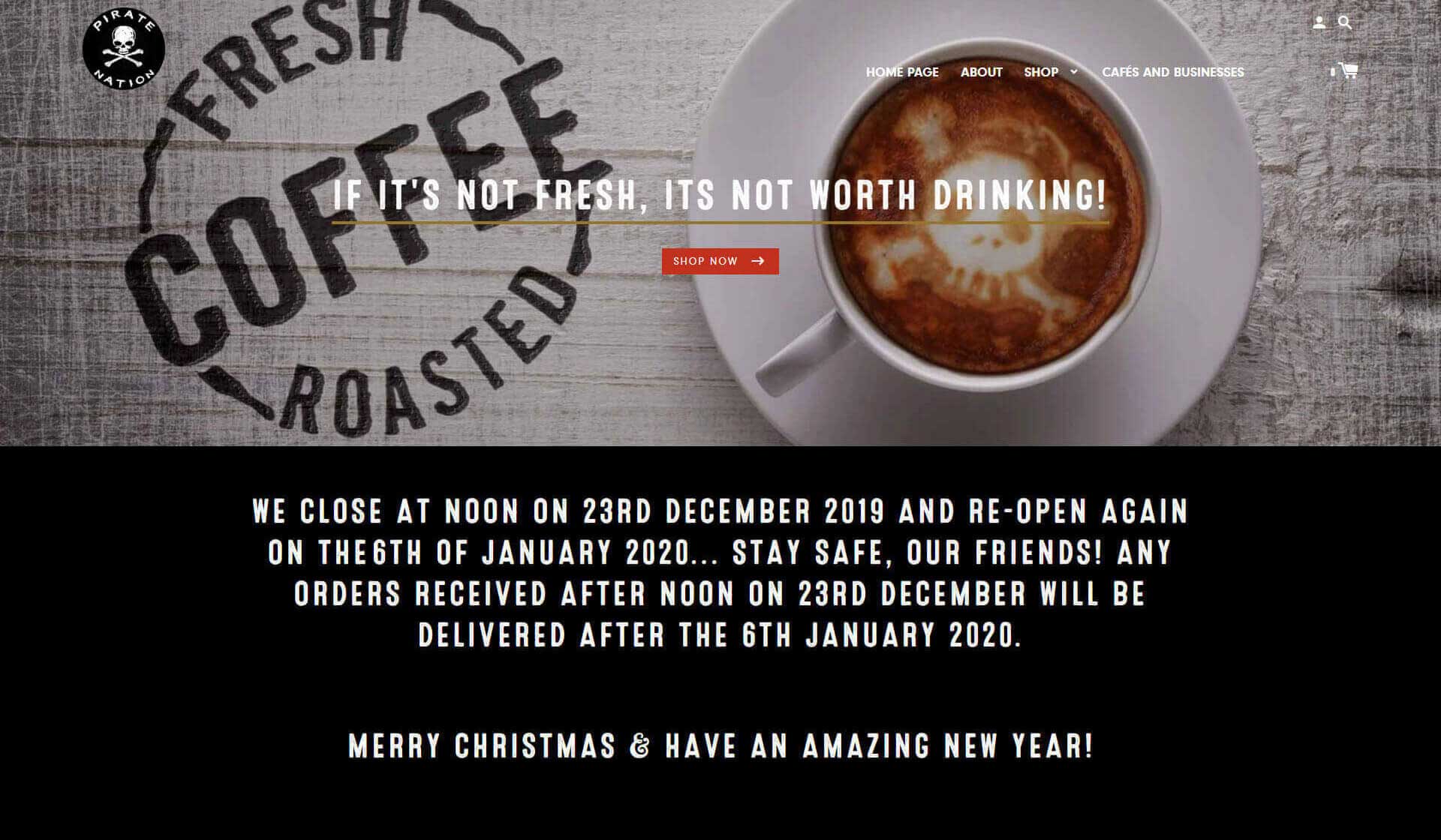 Old Pirate Nations Coffee Website